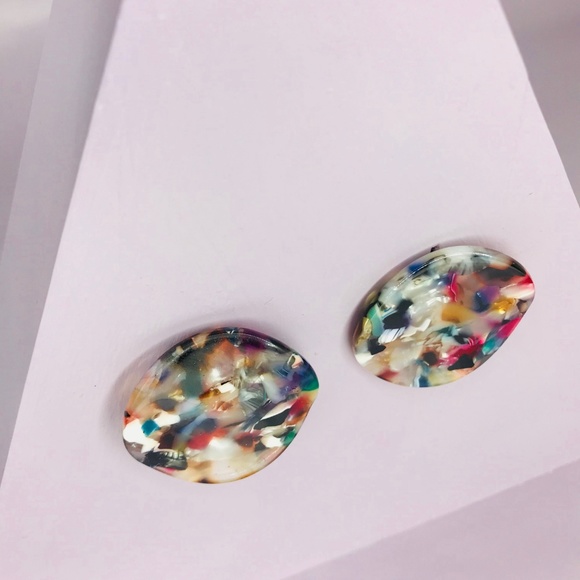 🆑 Multicolor Round Post Earrings - Picture 3 of 6
